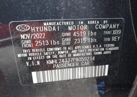2023 Hyundai Sonata Hybrid Blue from USA, damaged, VIN KMHL24JJ7PA059214